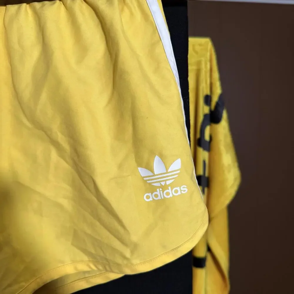 Adidas Yellow Vintage Athletic Swim Shorts with Stripes - Picture 2 of 7